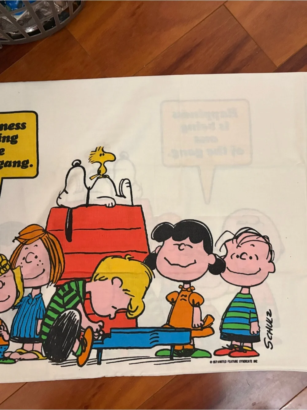 Vintage Peanuts 'Happiness Is Being One of the Gang' Printed pillowcases 1971